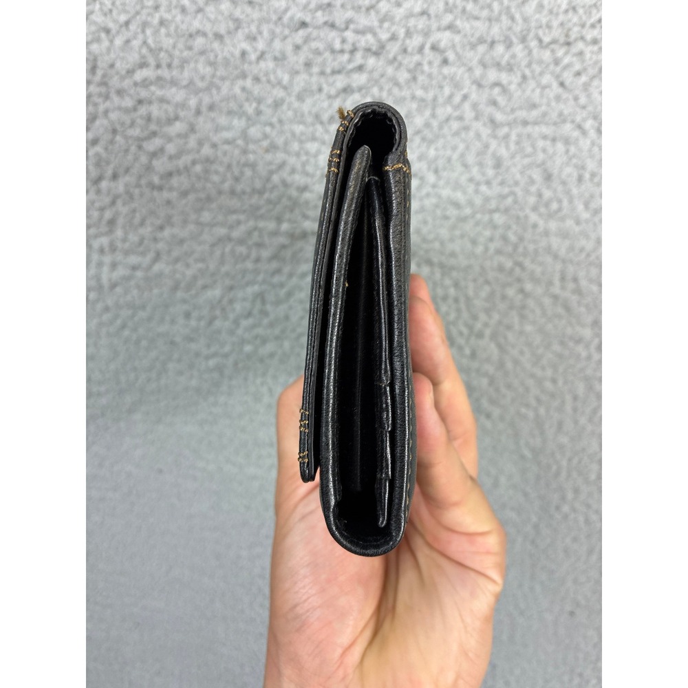Frye Western Stitch Flap Continental Wallet Womens OS Black Leather Clutch Boho - Picture 6 of 14
